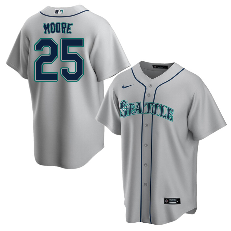 Nike Men #25 Dylan Moore Seattle Mariners Baseball Jerseys Sale-Gray